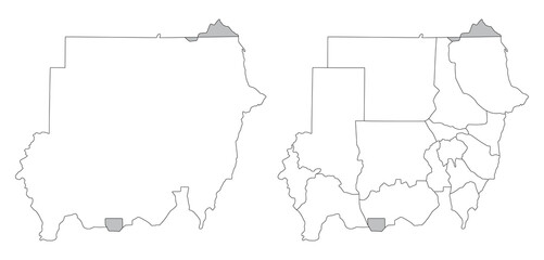 Sudan map. Map of Sudan in white color