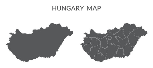 Obraz premium Hungary map set in grey color