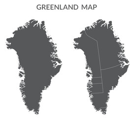 Greenland map set in grey color