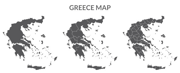 Greece MAP set in grey color