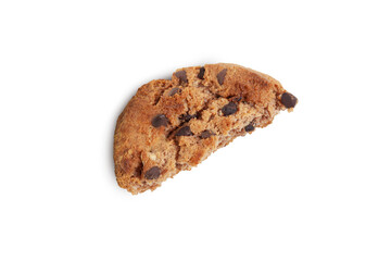 Pieces of delicious chocolate chip cookie isolated on transparent background