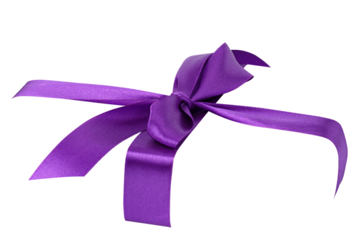 Purple silk ribbon tied around the box, frame and blank for design