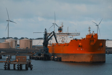 Shuttle Tanker In Ballast Condition While Loading Or Discharging Crude Oil At The Oil Terminal In...