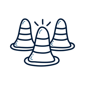 Hand drawn traffic cone doodle line illustration. traffic cone doodle icon vector.