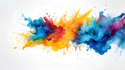 Fototapeta premium colorful ink splatter on white background - abstract color explosion - Generative AI