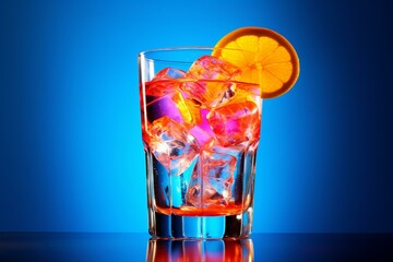 Colorful drink on a blank backdrop. Generative AI