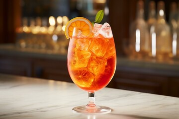 A vibrant mixed drink featuring sparkling wine, aperol, and soda water. Generative AI