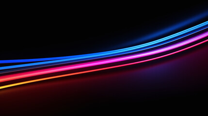 Isolated colorful neon lines on a black background. Abstract colorful neon background