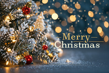 New Year themed banner with the words "Merry Christmas" Greeting Card