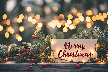 New Year themed banner with the words "Merry Christmas" Greeting Card