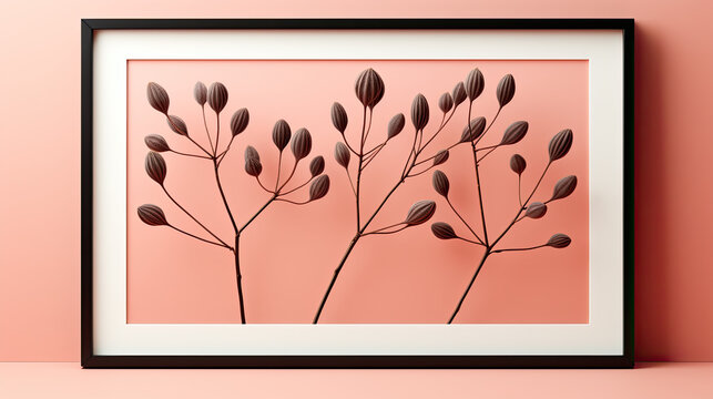 Elegant Plant Silhouette: Black on Salmon Vandyke