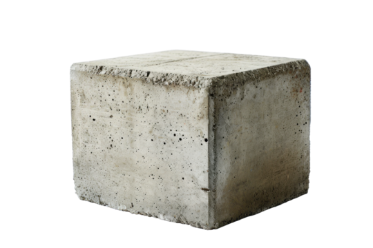 Solid Concrete Block on Transparent Background