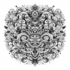 abstract floral background, tattoo pattern, tattoo art, illustration, white background