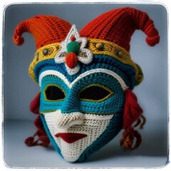 Venecian mask bufón lana (marco oval).