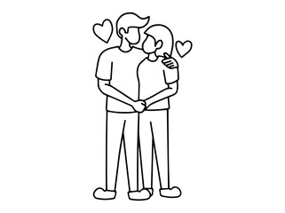 Romantic Couple Line art Illustration
