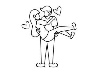 Romantic Couple Line art Celebrate Valentines Day	
