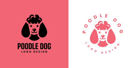 Poodle dog logo design Vector, Cute poodle dog logo templete, silhouette of the dog breed poodle logo, Cute dog logo