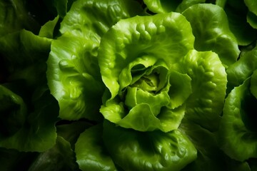 High-quality close up shot of bibb lettuce. Generative AI