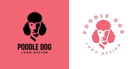 Poodle dog logo design Vector, Cute poodle dog logo templete, silhouette of the dog breed poodle logo, Cute dog logo