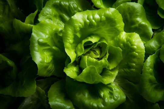 High-quality close up shot of bibb lettuce. Generative AI
