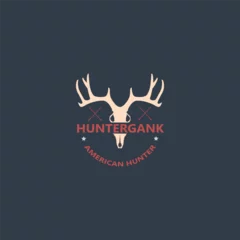 Tuinposter retro antlher deer for wildlife logo design.deer silhouette © AchmadTaftazani