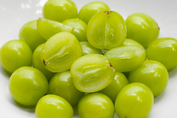 Shine muscat grape on white background.