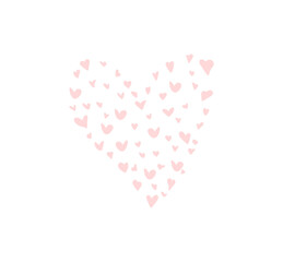 pink heart love vector of mini heart forming big heart doodle illustration
