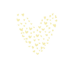 yellow heart love vector of mini heart forming big heart doodle illustration