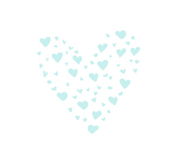 blue heart love vector of mini heart forming big heart doodle illustration