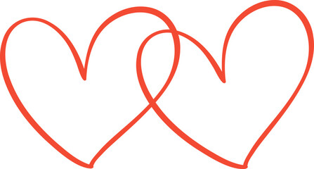 simple two hearts shape outline - obrazy, fototapety, plakaty