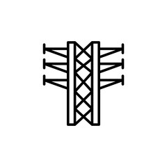Electrical pylon outline icons, minimalist vector illustration ,simple transparent graphic element .Isolated on white background