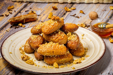 homemade greek traditional melomakarona cookies