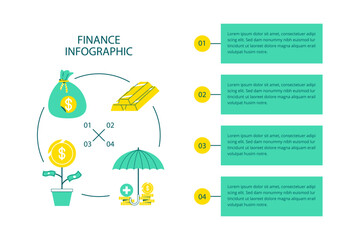 Finance infographic template for presentation with replaceable text.