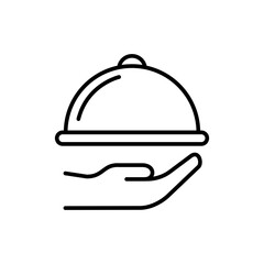 Food tray outline icons, minimalist vector illustration ,simple transparent graphic element .Isolated on white background