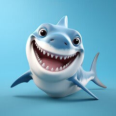 Cute Cartoon Shark Character with Big Eyes 