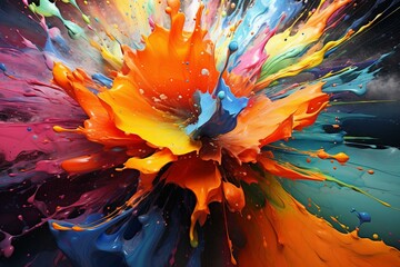 Fototapeta na wymiar Vibrant art: painting, splashes, design. 3D illustration. VR ready. Generative AI