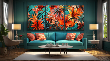 beautiful colorful motifs in the living room of the house