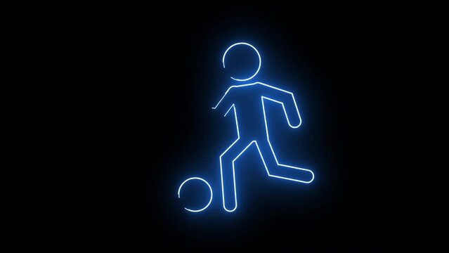 Animated soccer athlete icon with glowing neon effect