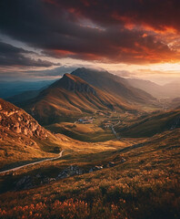 sunset in the mountains