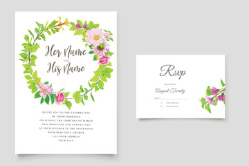Fototapeta na wymiar Beautiful hand drawn floral wedding invitation card template