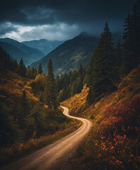 road in the mountains in autumn