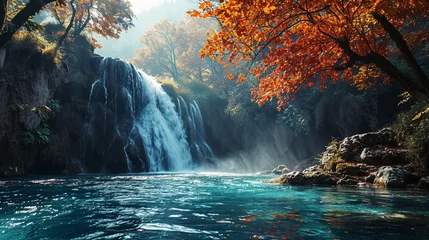 Fototapeten Beautiful natural waterfall view, located in hiding © Adja Atmaja