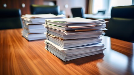 stack of documents on secretary desk were prepared It is legal document for real estate buyers to be used as evidence of possession. stacked papers were placed on the table awaiting examination.stack 