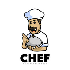 Cute chef mascot cartoon logo