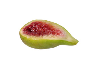 Half of fresh green fig isolated on white