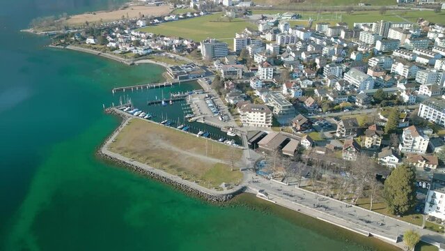 Panoramic aerial view of Brunnen and  Ingenbohl, Switzerland