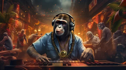 Poster stylish monkey DJ © ginstudio