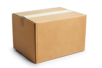 Simple shipping Brown Cardboard Box | Transparent & White Background | PNG File with Transparency