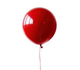 Bright Red Balloon on a String  | Transparent & White Background | PNG File with Transparency