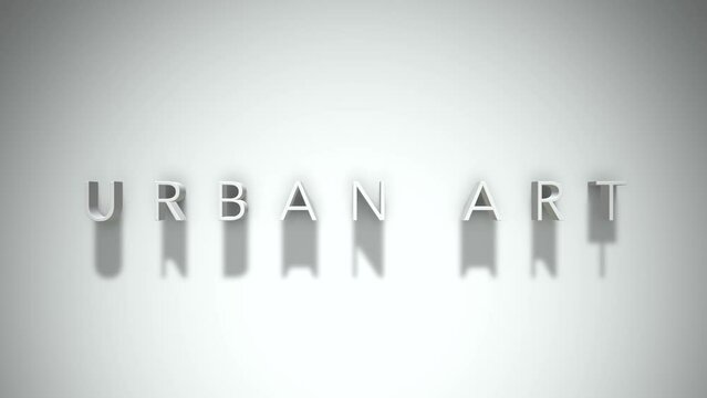 Urban art 3D title animation with shadows on a white background